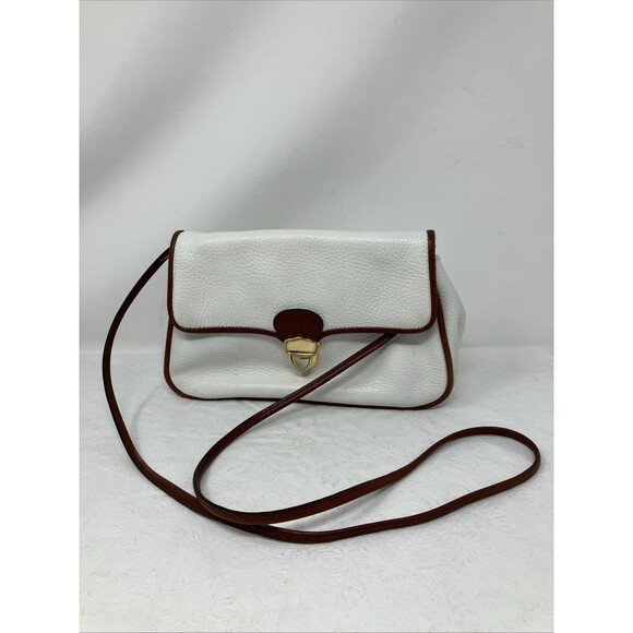Etienne Aigner Handbags - Etienne Aigner Crossbody Bag Purse White Brown Leather Pebbled Vintage